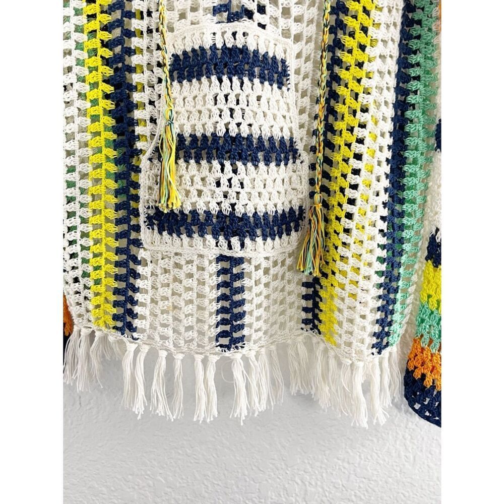 Anna Kosturova 'Baja' striped crochet knit hoodie with fringe hem - Picture 6 of 10